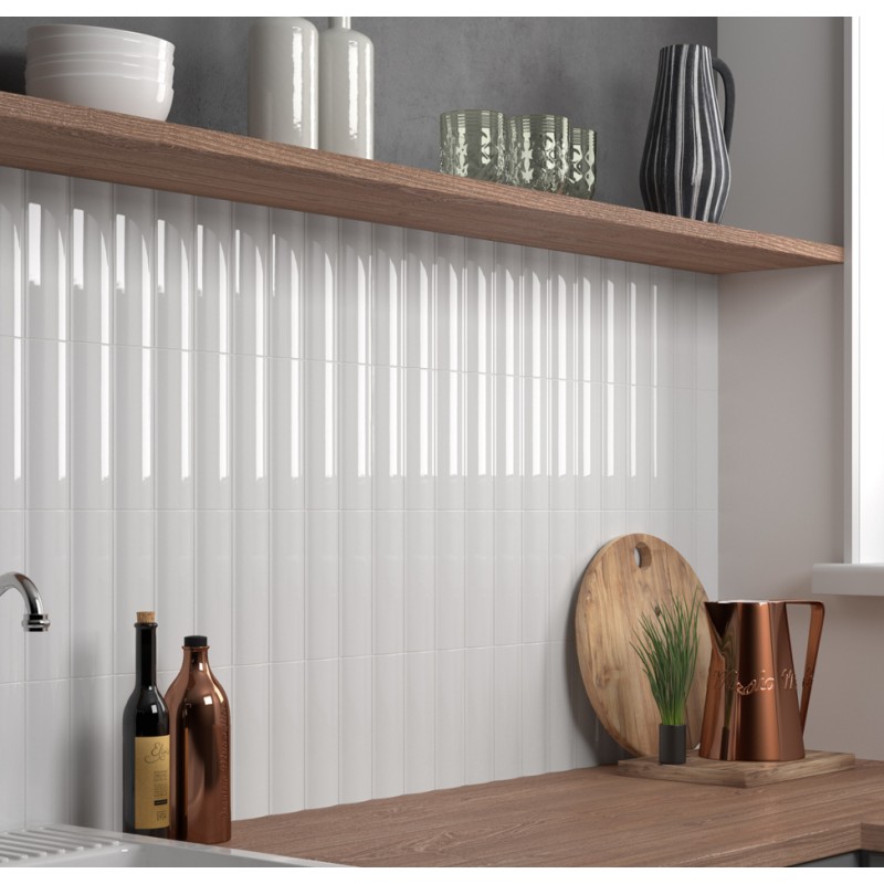 Carrelage en relief concave convexe mat brillant blanc 6.5x20cm, eqxvibe.