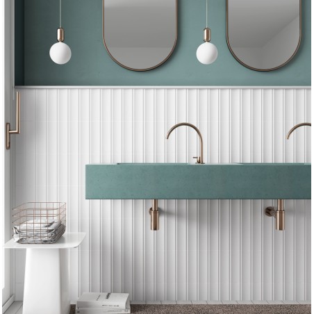 Carrelage en relief concave convexe mat brillant blanc 6.5x20cm, eqxvibe.