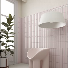 Carrelage en relief concave convexe rose mat ou brillant 6.5x20cm, eqxvibe.