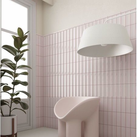 Carrelage en relief concave convexe rose mat ou brillant 6.5x20cm, eqxvibe.