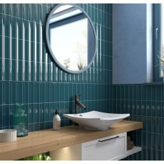 Carrelage en relief concave convexe bleu naval mat ou brillant 6.5x20cm, eqxvibe.