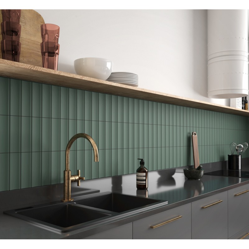 Carrelage en relief concave convexe vert newport mat ou brillant 6.5x20cm, eqxvibe.