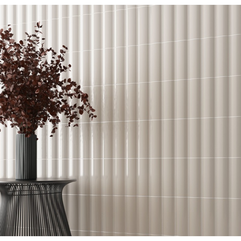 Carrelage en relief concave convexe light mocha ivoire mat ou brillant 6.5x20cm, eqxvibe.