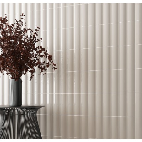 Carrelage en relief concave convexe light mocha ivoire mat ou brillant 6.5x20cm, eqxvibe.