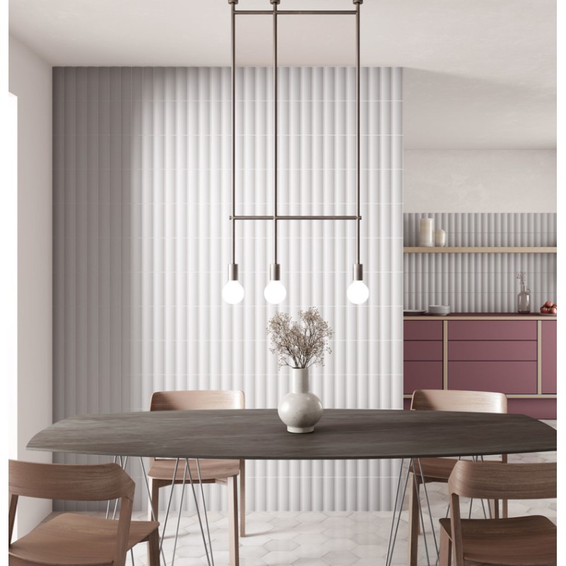 Carrelage en relief concave convexe gris clair mat ou brillant 6.5x20cm, eqxvibe.