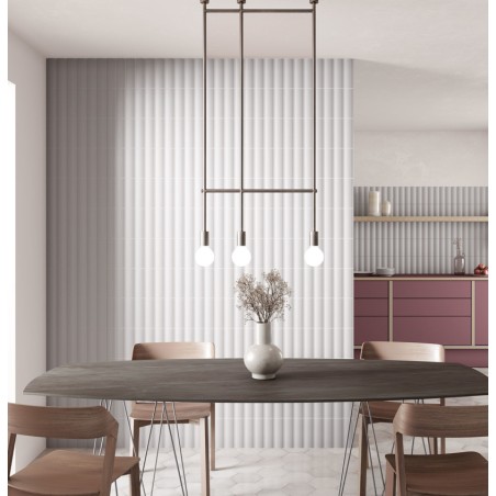 Carrelage en relief concave convexe gris clair mat ou brillant 6.5x20cm, eqxvibe.