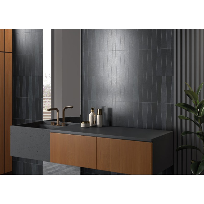 Carrelage triangle trapeze anthracite sol mur mat 2.8x22.4x5.6cm, eqxbambou.