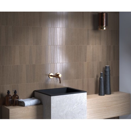 Carrelage triangle trapeze marron sol mur mat 2.8x22.4x5.6cm, eqxbambou chocolat