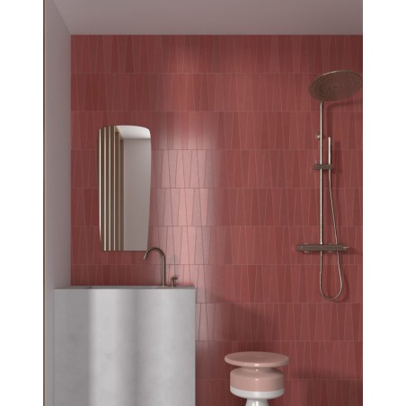 Carrelage triangle trapeze rouge sol mur mat 2.8x22.4x5.6cm, eqxbambou granada