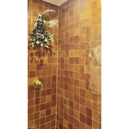 Zellige véritable crédence cuisine salle de bain carrelage en terre cuite marocain Dif safran 10x10x1,1cm