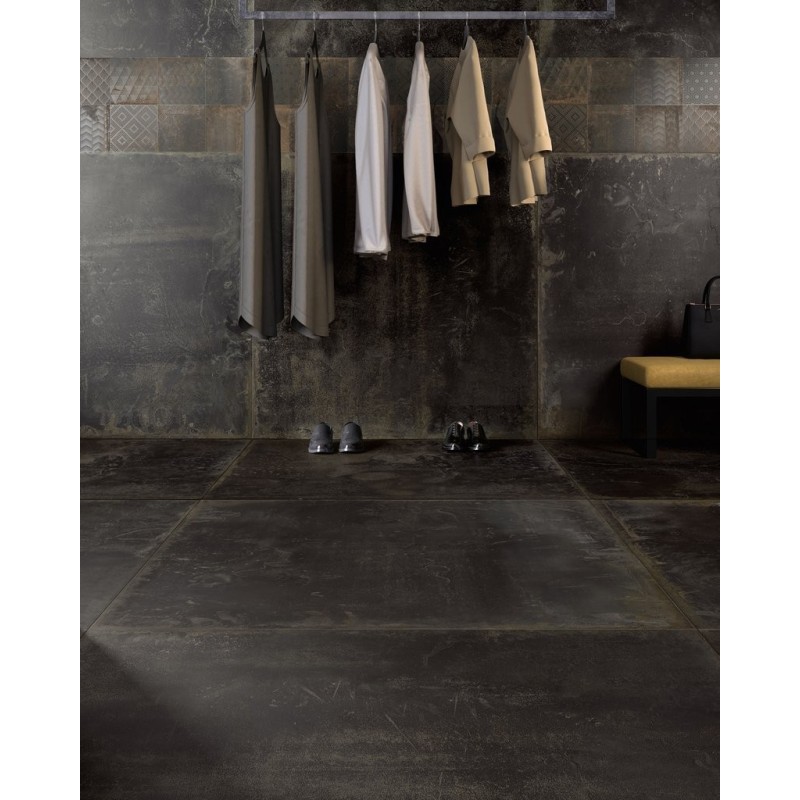 Carrelage salle de bain imitation métal 30x60cm rectifié , santoxydart noir Carrelage salle de bain imitation métal 30x60cm rectifié , santoxydart noir