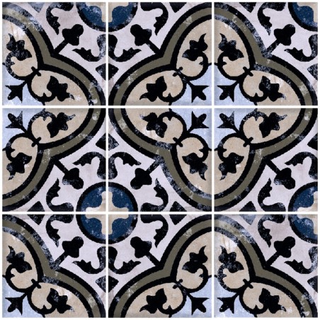 copy of Carrelage imitation carreau ciment décoré noir mat, sol et mur, 20x20x0.9cm, pasichandelier classic