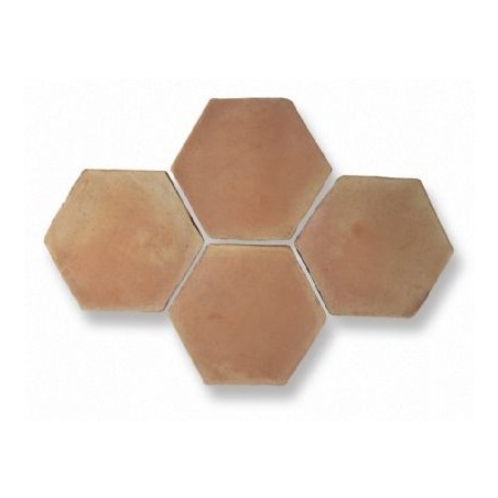 Carrelage en terre cuite fait main hexagonal flammé rouge et jaune 20x20x2cm sol et mur