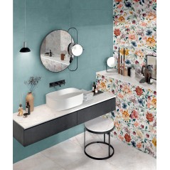 Carrelage décor brillant épaisseur 8.5mm, mur, fleurs sur fond blanc 25x75cm savmedley pop1