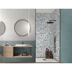 Carrelage décor brillant épaisseur 8.5mm, mur, feuilles sur fond blanc 25x75cm savmedley jazz cold