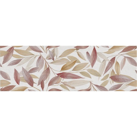 Carrelage décor brillant épaisseur 8.5mm, mur, feuilles sur fond blanc 25x75cm savmedley jazz warm