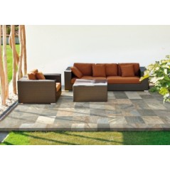 Carrelage imitation ardoise claire 34x34cm antidérapant sur la terrasse, R11 A+B+C, Savstelvio