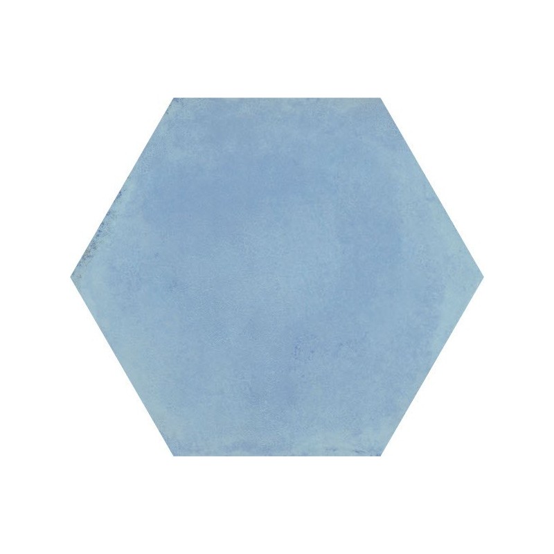 Carrelage hexagone bleu clair effet carreau ciment brillant 34.5x40cm savietri azur