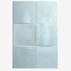 Carrelage Effet Zellige A bleu clair brillant 13.2x13.2cm