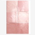 Carrelage Effet Zellige cuisine A rose brillant 13.2x13.2cm