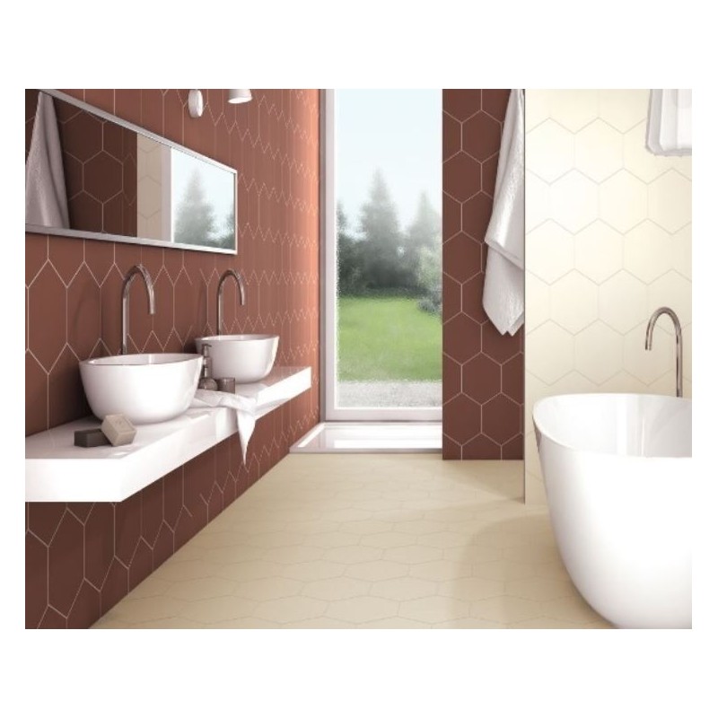 Carrelage hexagone tomette realopal marron 28.5x33cm