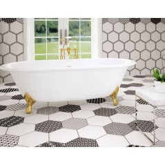 Carrelage hexagone tomette salle de bain realgrazia blanc 28.5x33cm