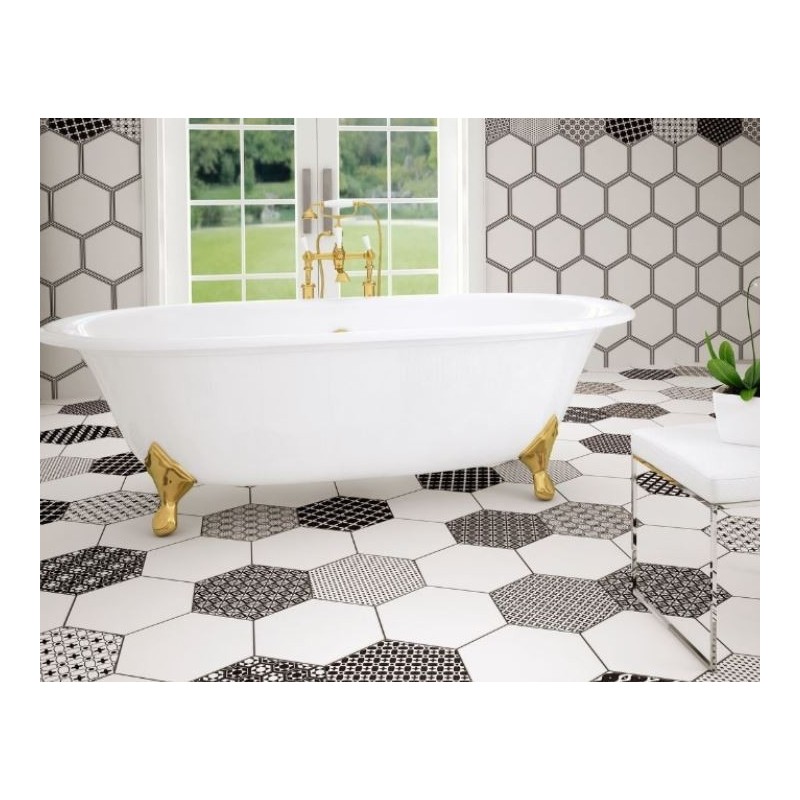 Carrelage hexagone tomette salle de bain realgrazia blanc 28.5x33cm