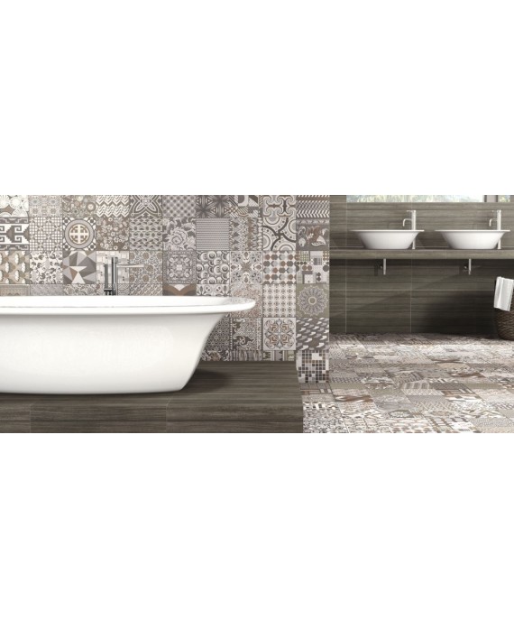 Carrelage effet carreau ciment décor, patchwork salle de bain 44x44cm realtapis