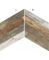 Carrelage chevron imitation bois de palette mélangé realdpallet mix au sol et blanc au mur gauche et droit