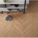 Carrelage imitation parquet à batons rompus beige sol et mur 8.7x75.1cm rectifié, edimnaturel chevron