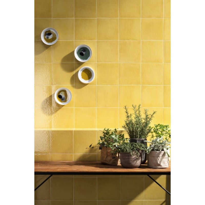 Carrelage santavita jaune brillant 20x20 cm rectifié