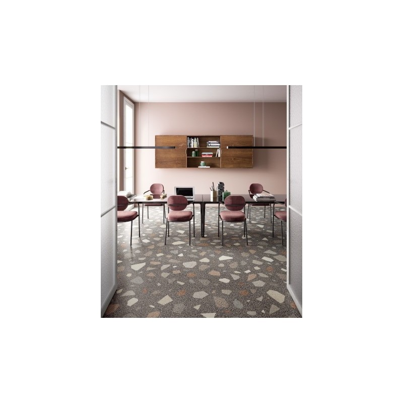 Carrelage effet terrazzo et granito 90x90cm rectifié, santanewdeco palladian dark mat