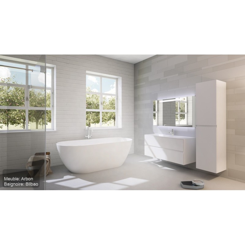 Baignoire Bilbao en ilot de couleur blanc mat 170x80cm