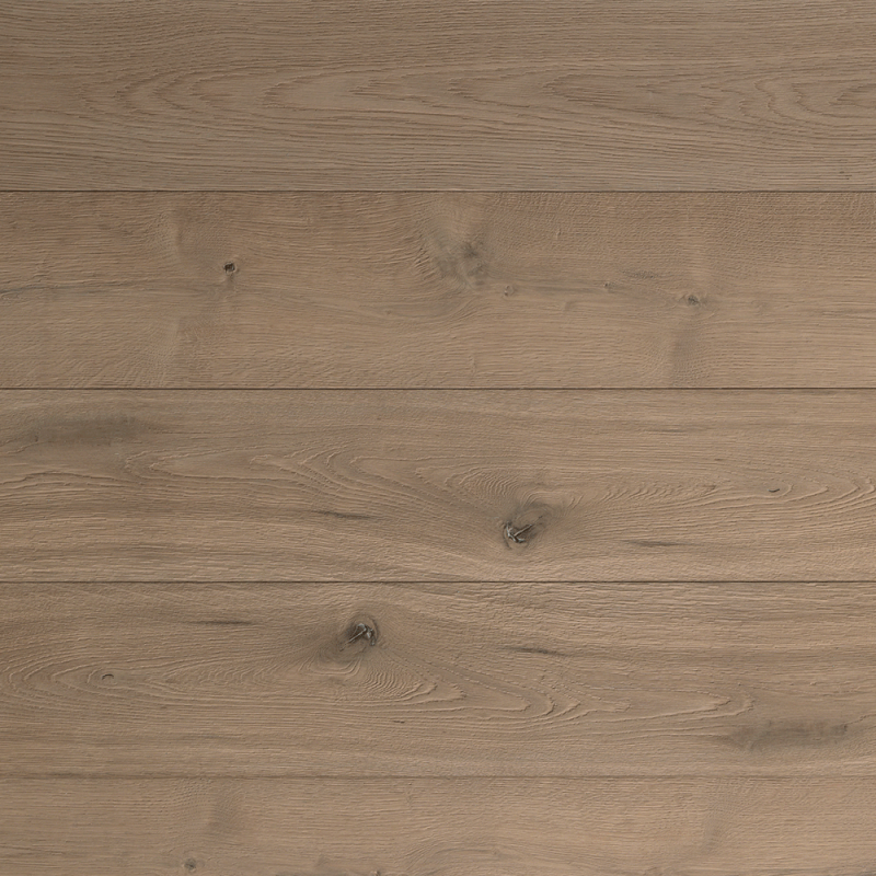 Parquet rustique brossé profondemment à la main contrecollé naturel en chêne huilé, largeur 190 mm lalbi smoked invisible