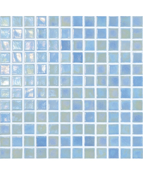 Emaux de verre bleu clair irisé metallisé piscine mosaique salle de bain iridis 23 2.5x2.5 cm