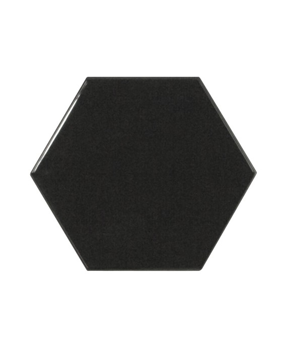 Faience hexagone Equipscale noir brillant 12.4x10.7cm