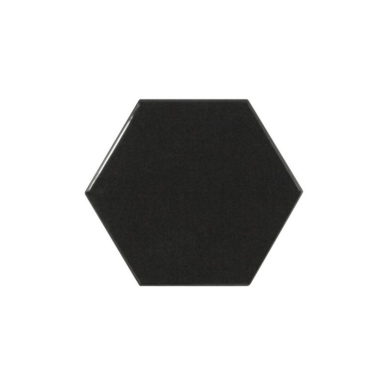 Faience hexagone Equipscale noir brillant 12.4x10.7cm