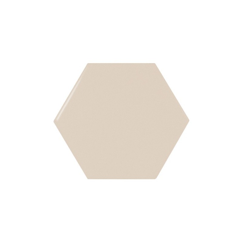 Faience hexagone Equipscale beige brillant 12.4x10.7cm