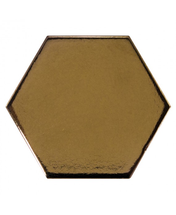 Faience hexagone Equipscale métal doré brillant 12.4x10.7cm