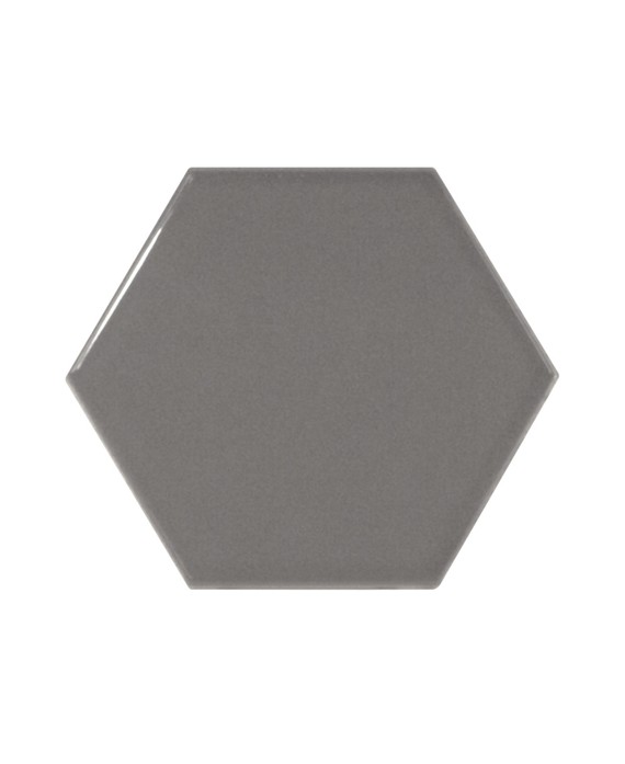 Faience hexagone Equipscale gris foncé brillant 12.4x10.7cm