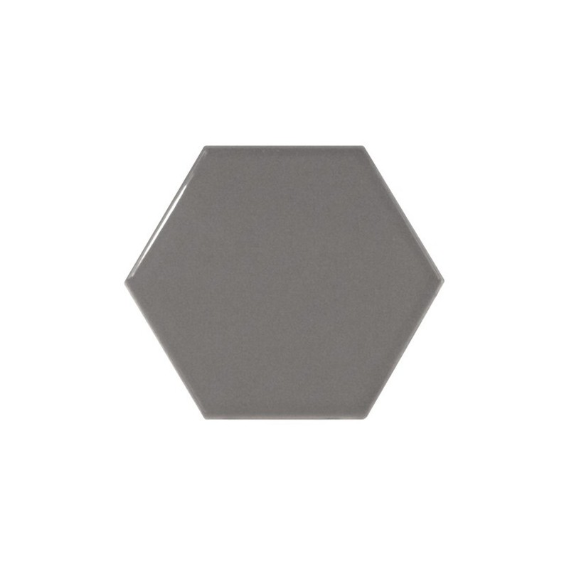 Faience hexagone Equipscale gris foncé brillant 12.4x10.7cm