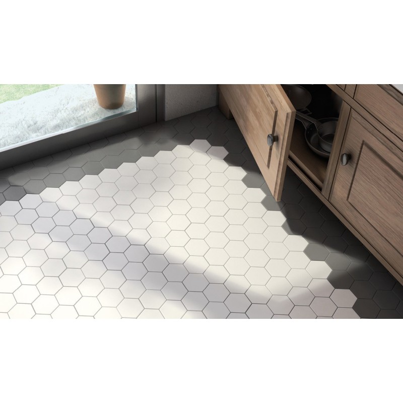 Carrelage hexagone Equipscale blanc mat 11.6x10.1cm pour le sol