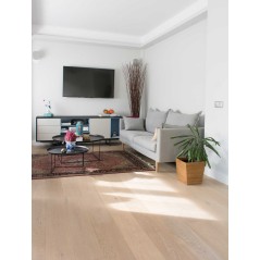 Parquet blanchi contrecollé en chêne verni , moderne largeur 190 mm layork natural white