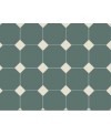 Carrelage octogonal W vert foncé 10x10cm avec cabochon blanc de 3.5x3.5cm