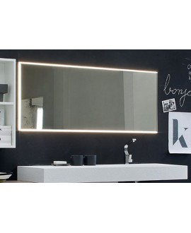 Miroir salle de bain, lumineux, contemporain, rectangulaire, horizontal 150x60x3cm avec led frontal 3 cotés, comp icon 4019