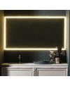 Miroir salle de bain, lumineux, contemporain, rectangulaire, horizontal 140x75x3cm avec led frontal 4 cotés comp enter 4051