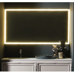 Miroir salle de bain, lumineux, contemporain, rectangulaire, horizontal 140x75x3cm avec led frontal 4 cotés comp enter 4051