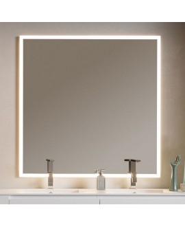 Miroir lumineux salle de bain, contemporain, carré, 120x120x3cm avec led frontal 4 cotés comp enter 4053