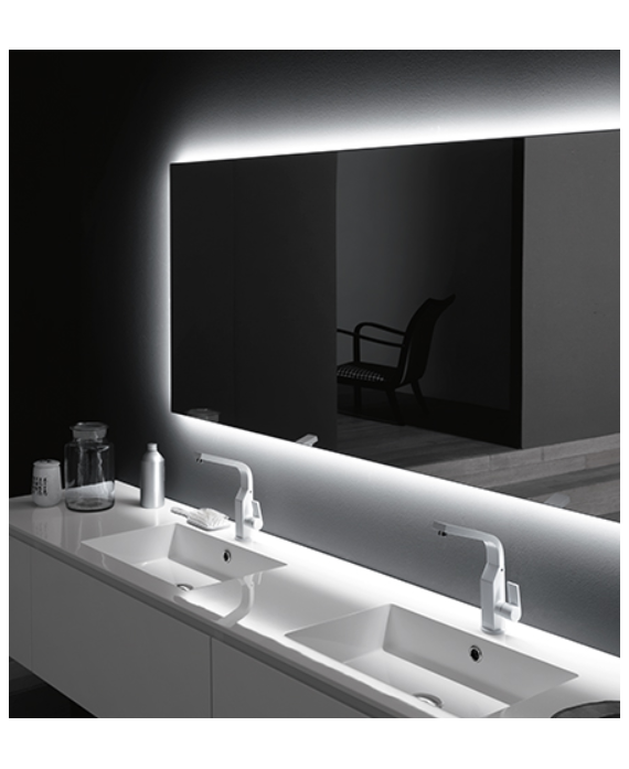 Miroir lumineux salle de bain, horizontal, contemporain avec led derrière, comp digit
