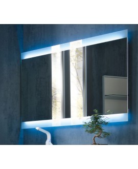 Miroir moderne, rectangulaire, salle de bain, lumineux, vertival 120x80x5cm avec éclairage en haut et en bas, comp skip 4338